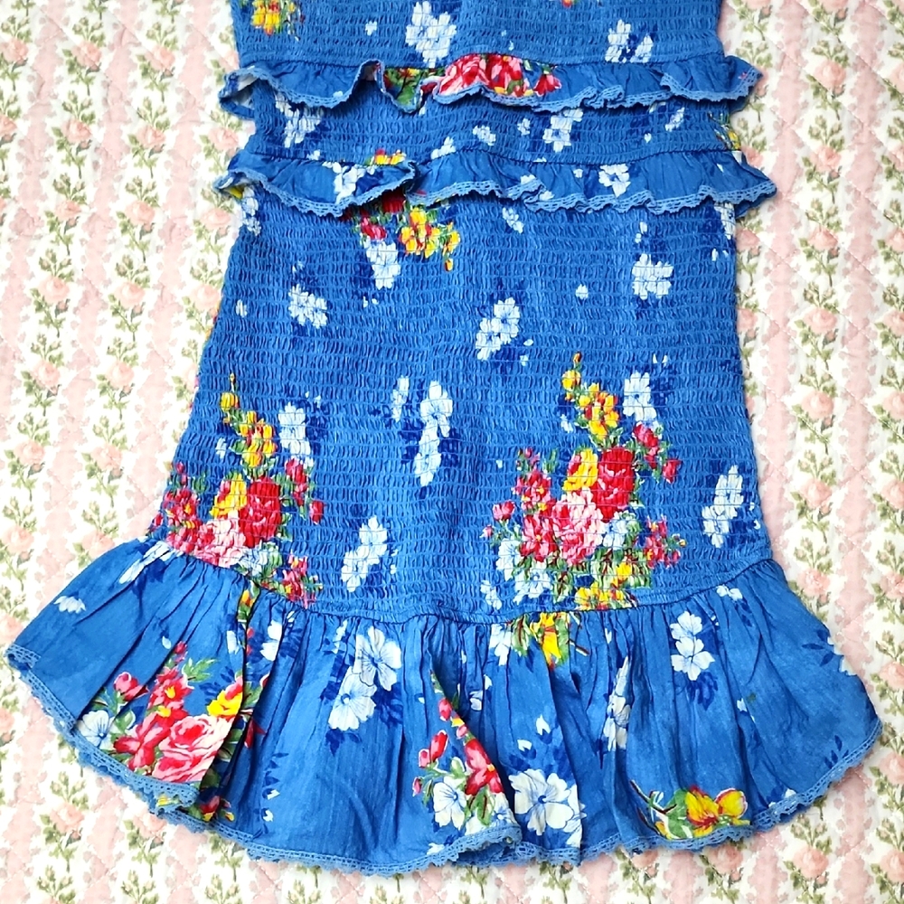 Loveshackfancy ๐ Sonora Smocked Floral Blue Ruffle Dress S - Picture 15 of 16
